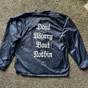 Top Dawg Ent Schoolboy Q windbreaker coaches jacket Blank Face Medium in Navy